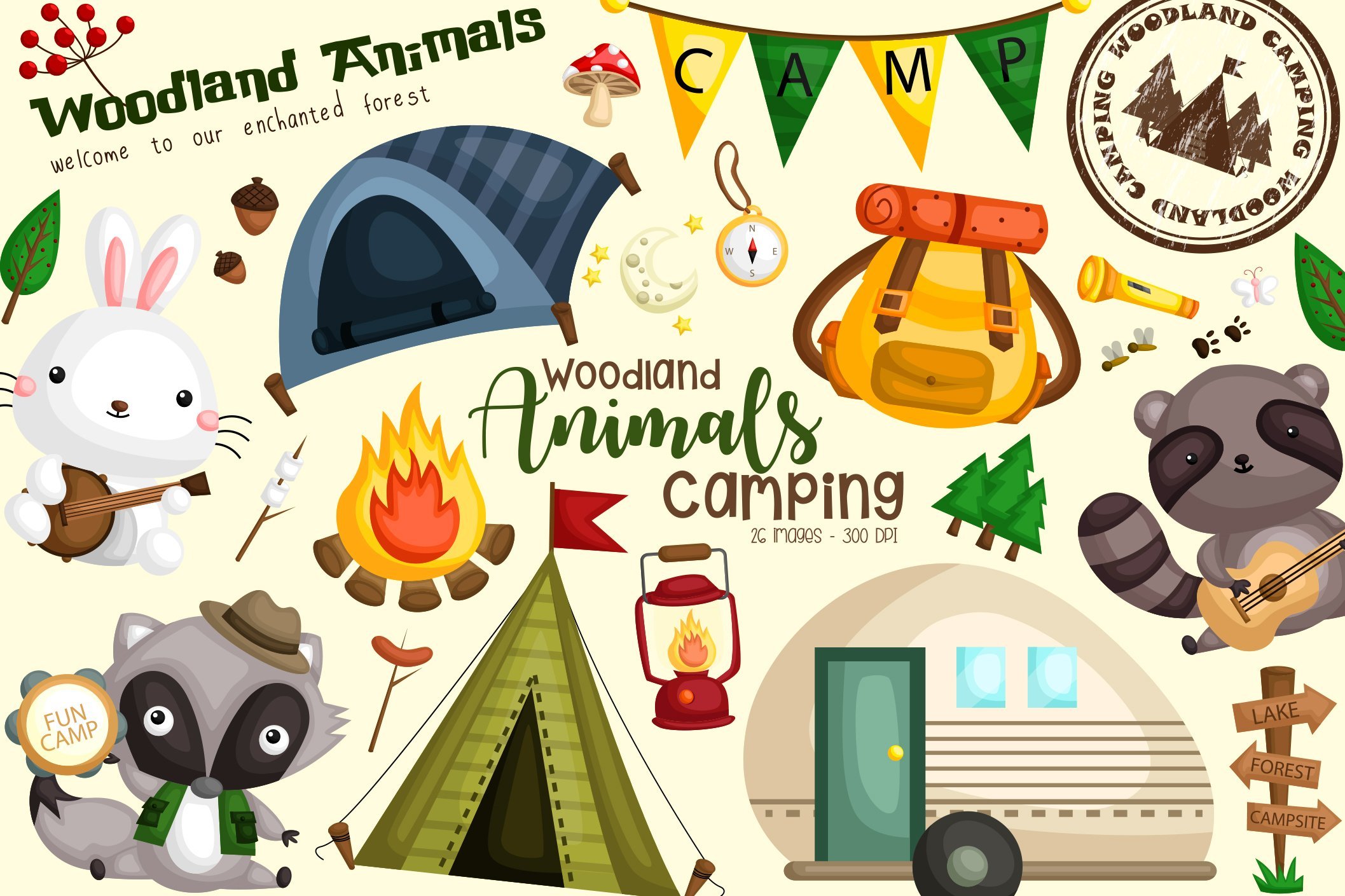 Animal and Camping Clipart cover image.