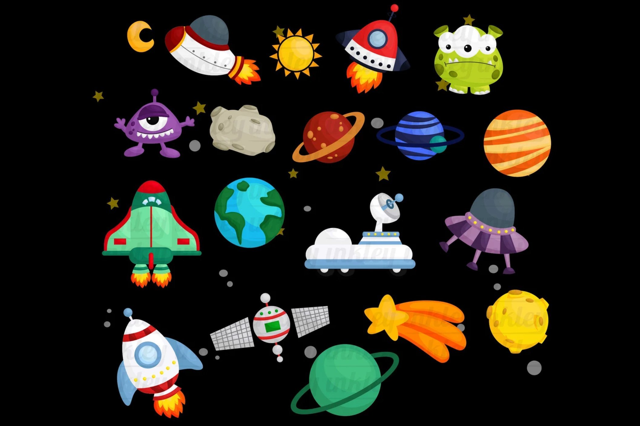 Galaxy and Space Clipart preview image.