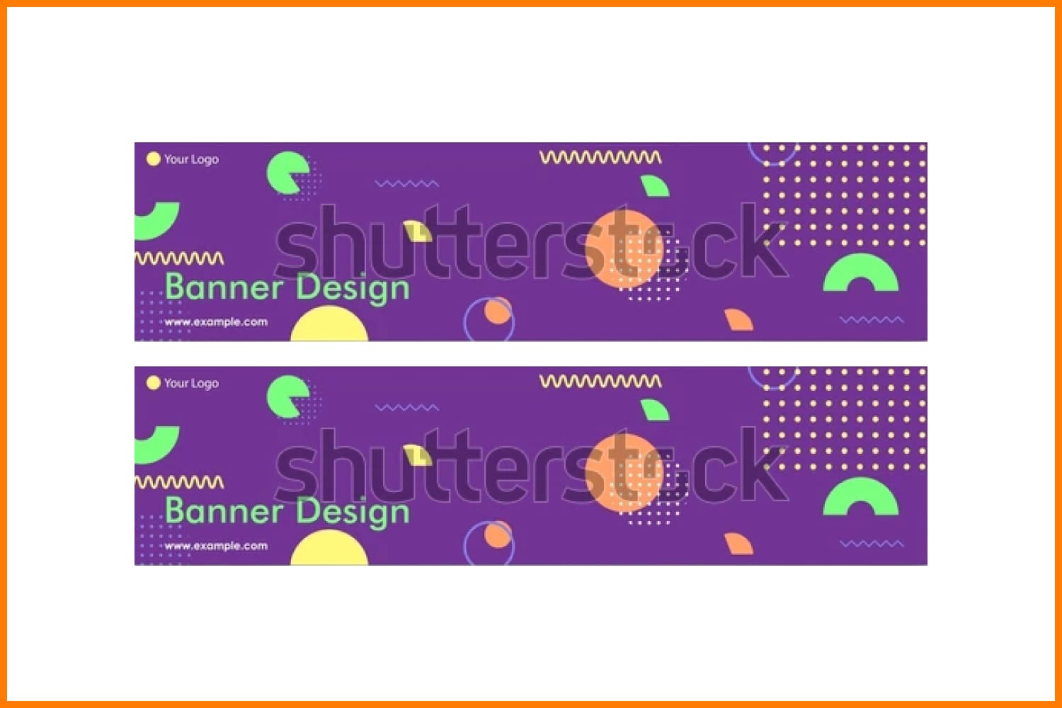 Linkedin banners with purple background and geometric shapes.