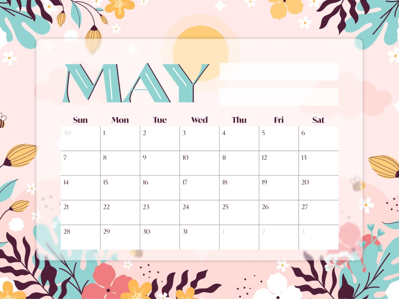 Free Blank May Calendar MasterBundles