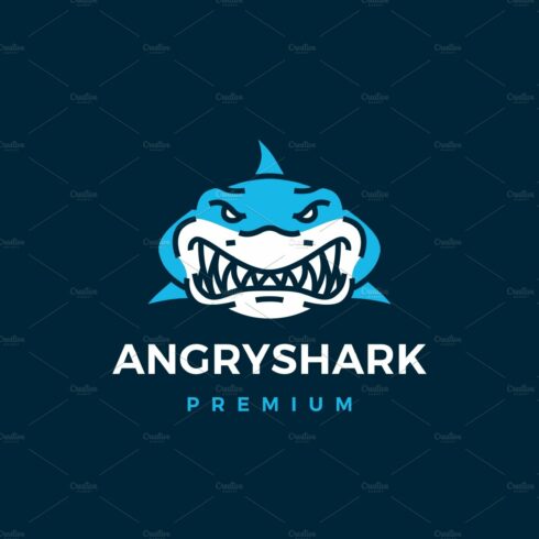 angry shark logo vector icon cover image.
