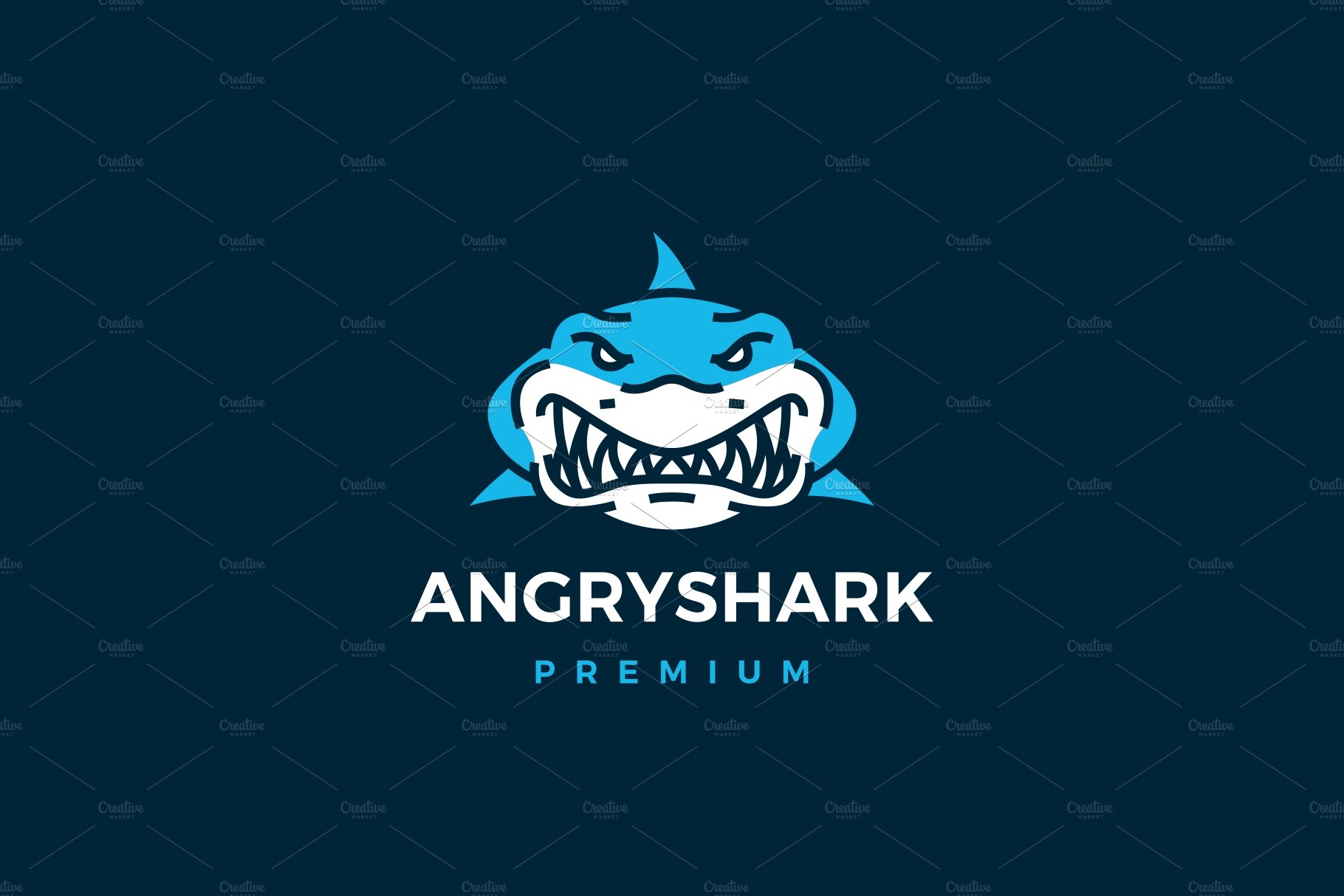 angry shark logo vector icon cover image.