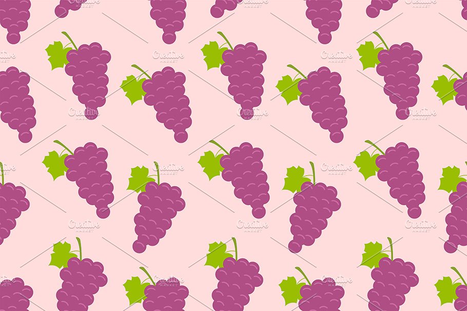 Seamless pattern with Grapes preview image.