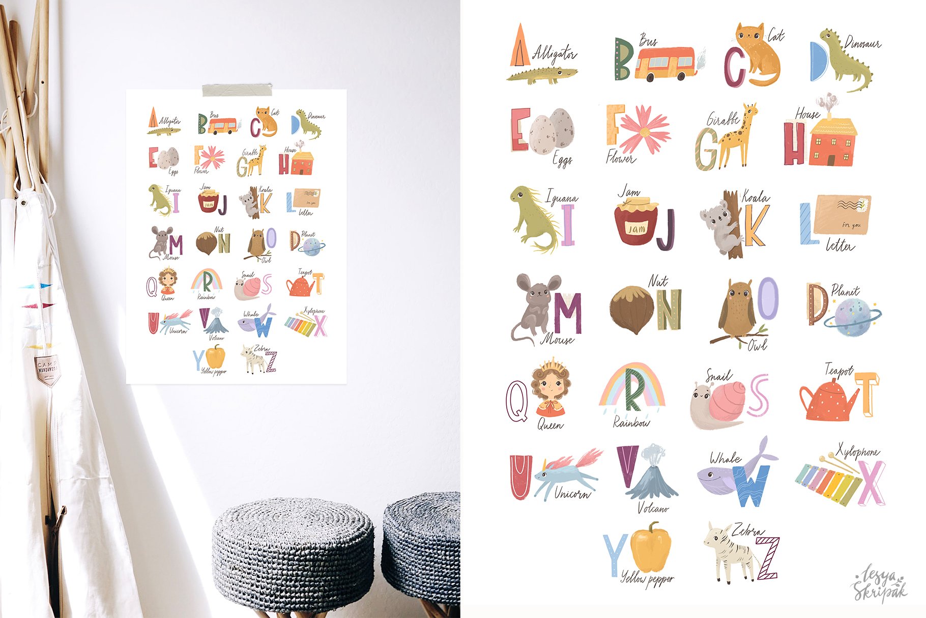 Alphabet kids. Alphabet animals preview image.