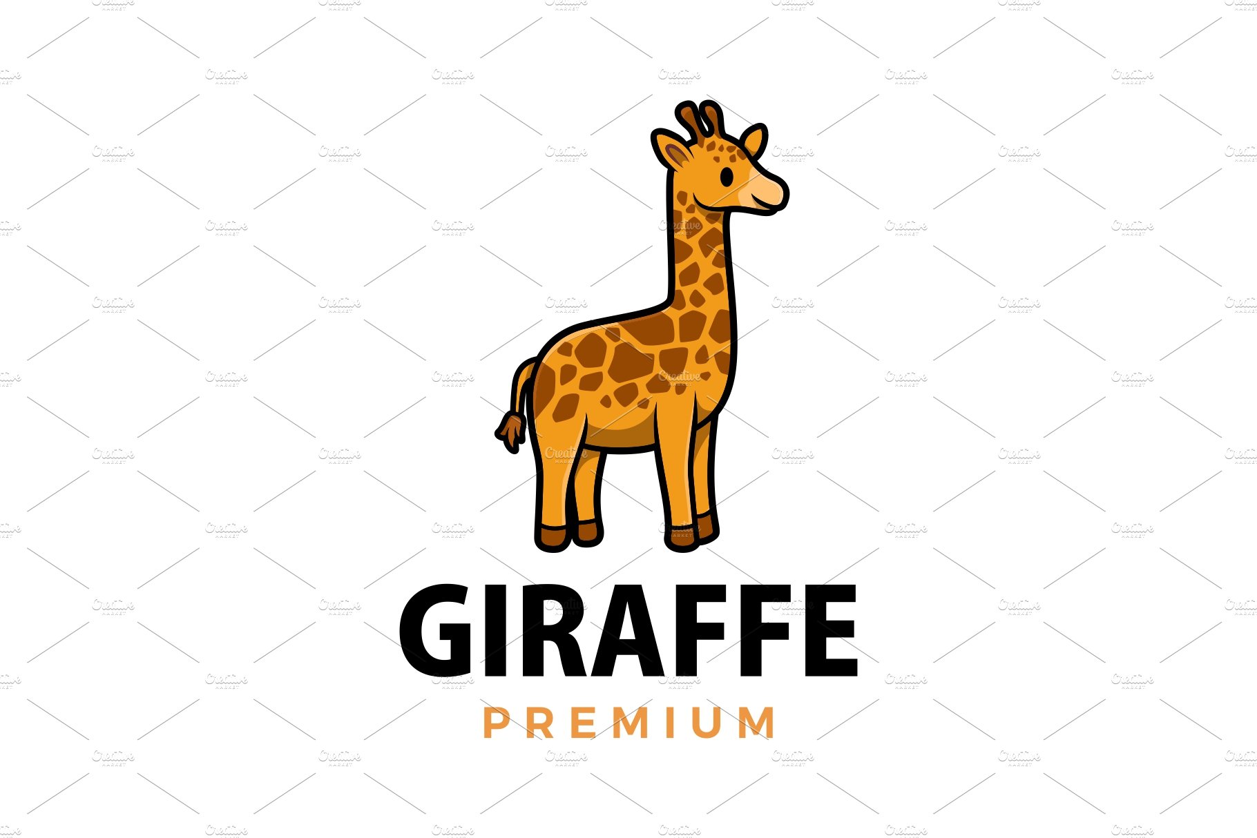 cute giraffe cartoon logo vector cover image.