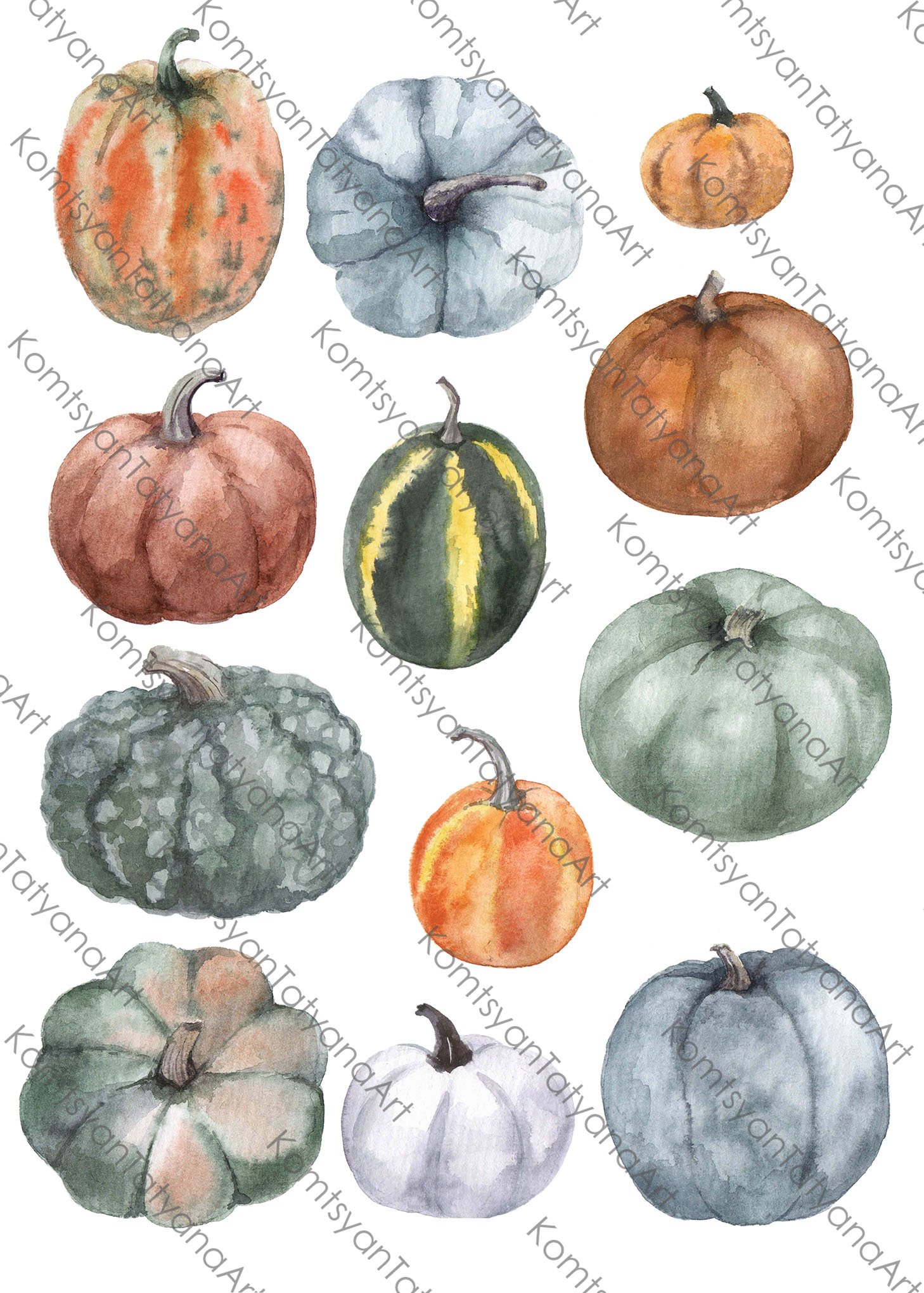 Fall Clipart. Pumpkin with flowers preview image.