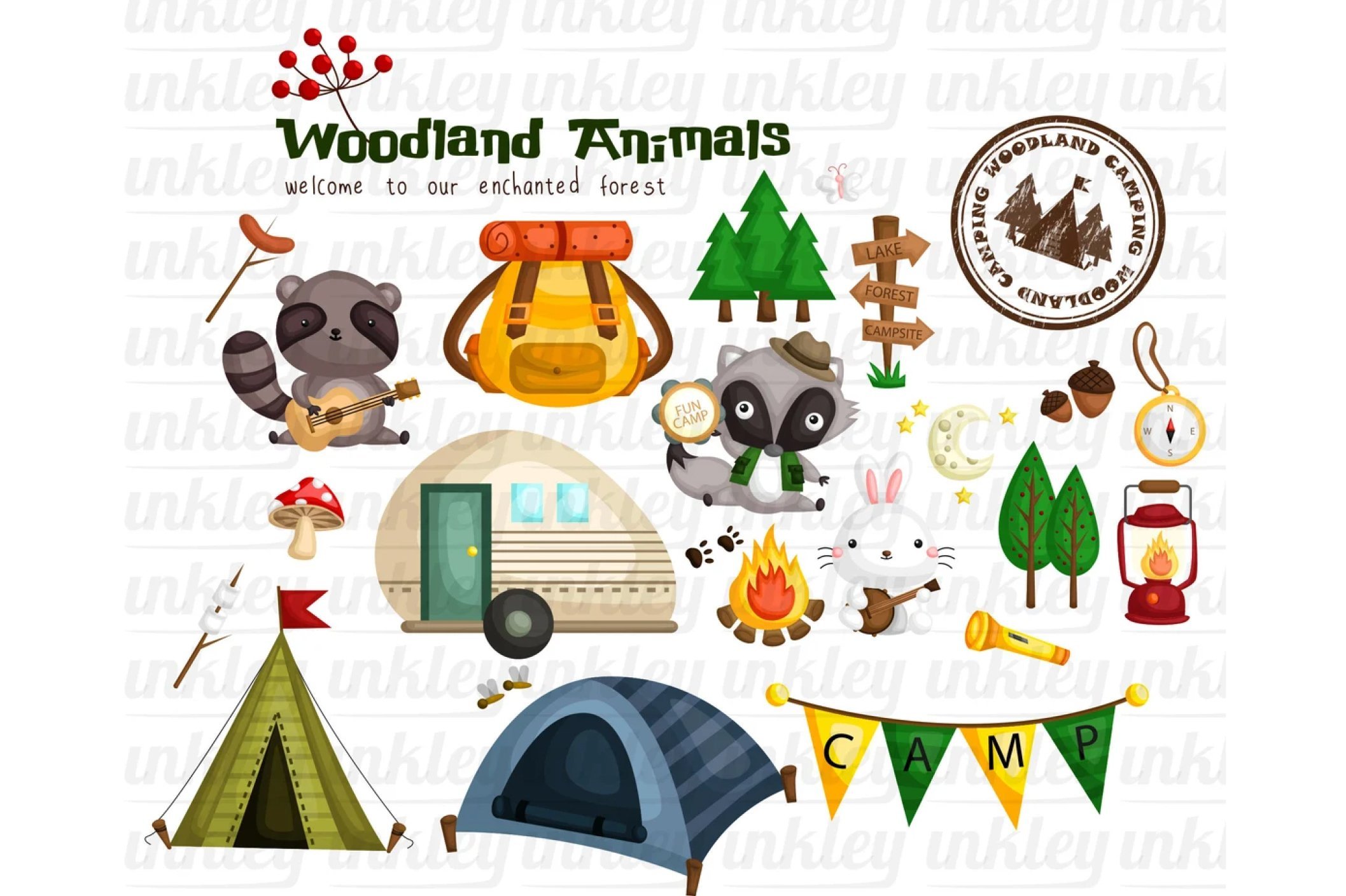 Animal and Camping Clipart preview image.