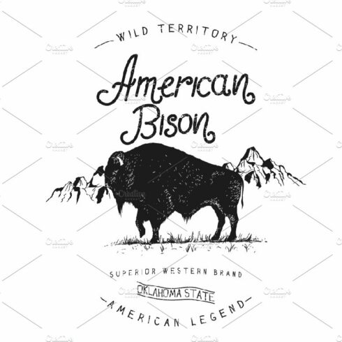 Old label with bison cover image.
