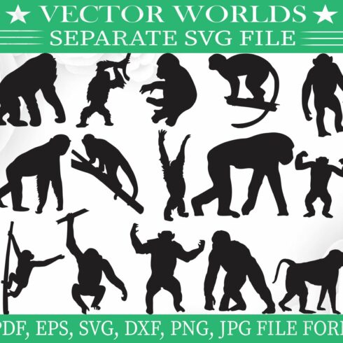 Chimpanzee Svg, Man, Monkey Svg cover image.