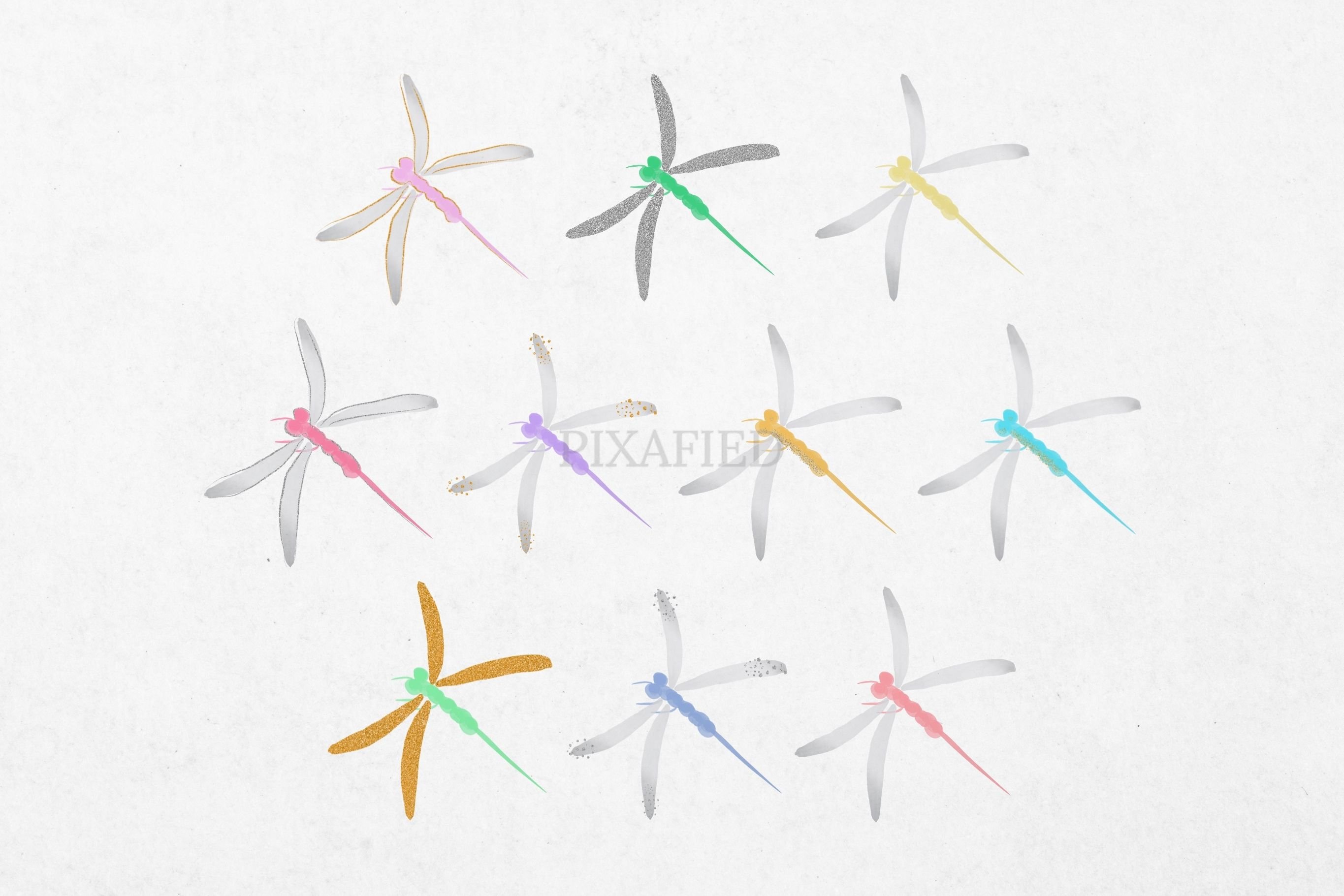 Watercolour Dragonfly Clip Art preview image.