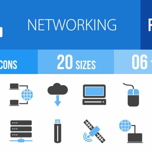 50 Networking Blue & Black Icons cover image.