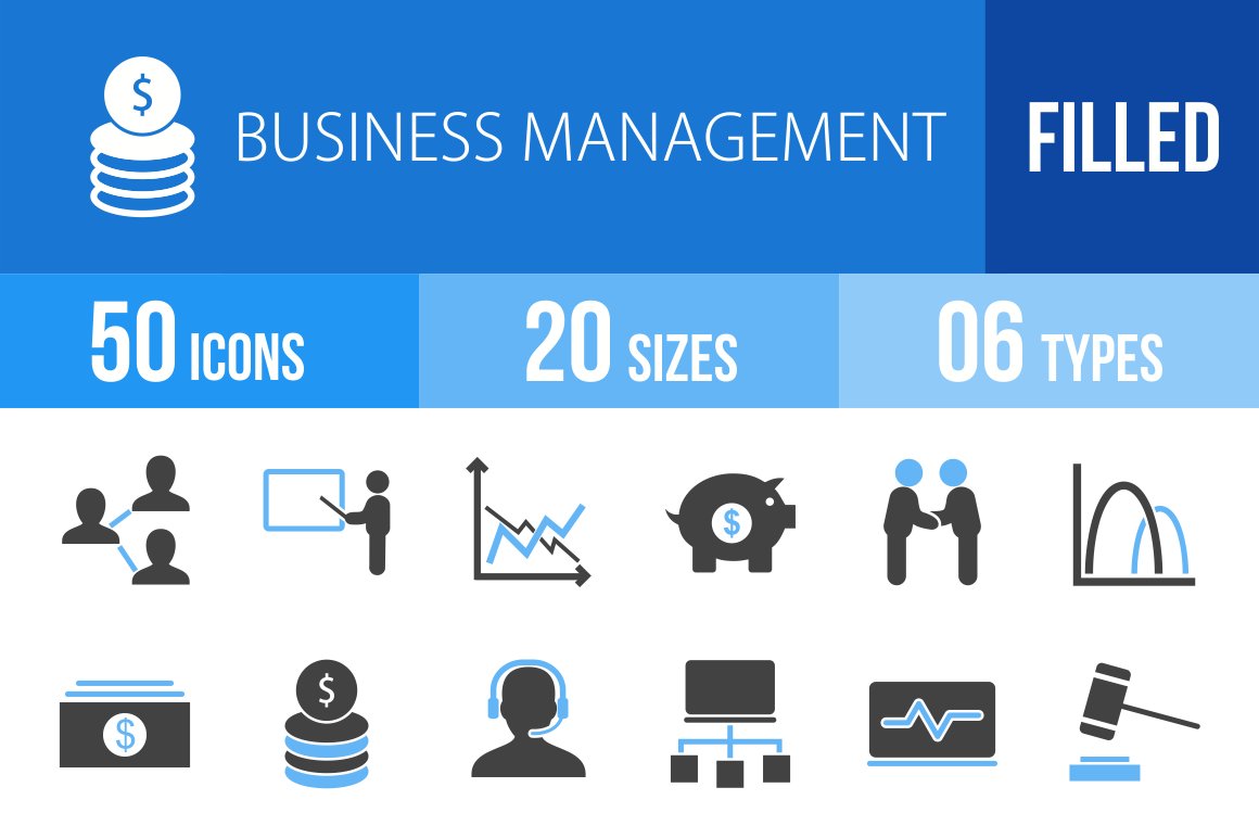 50 Business Blue & Black Icons cover image.