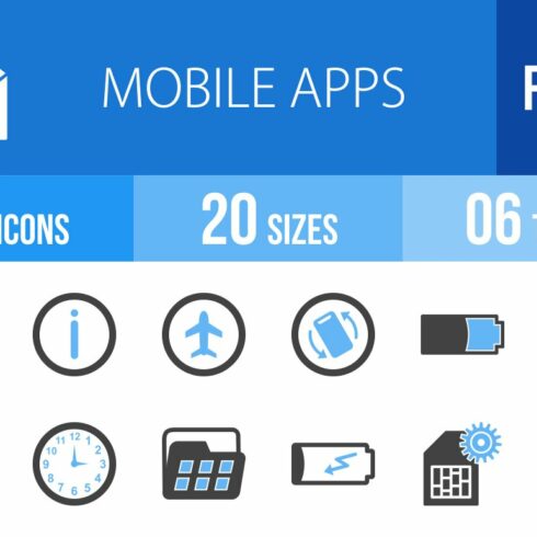 110 Mobile Apps Blue & Black Icons cover image.