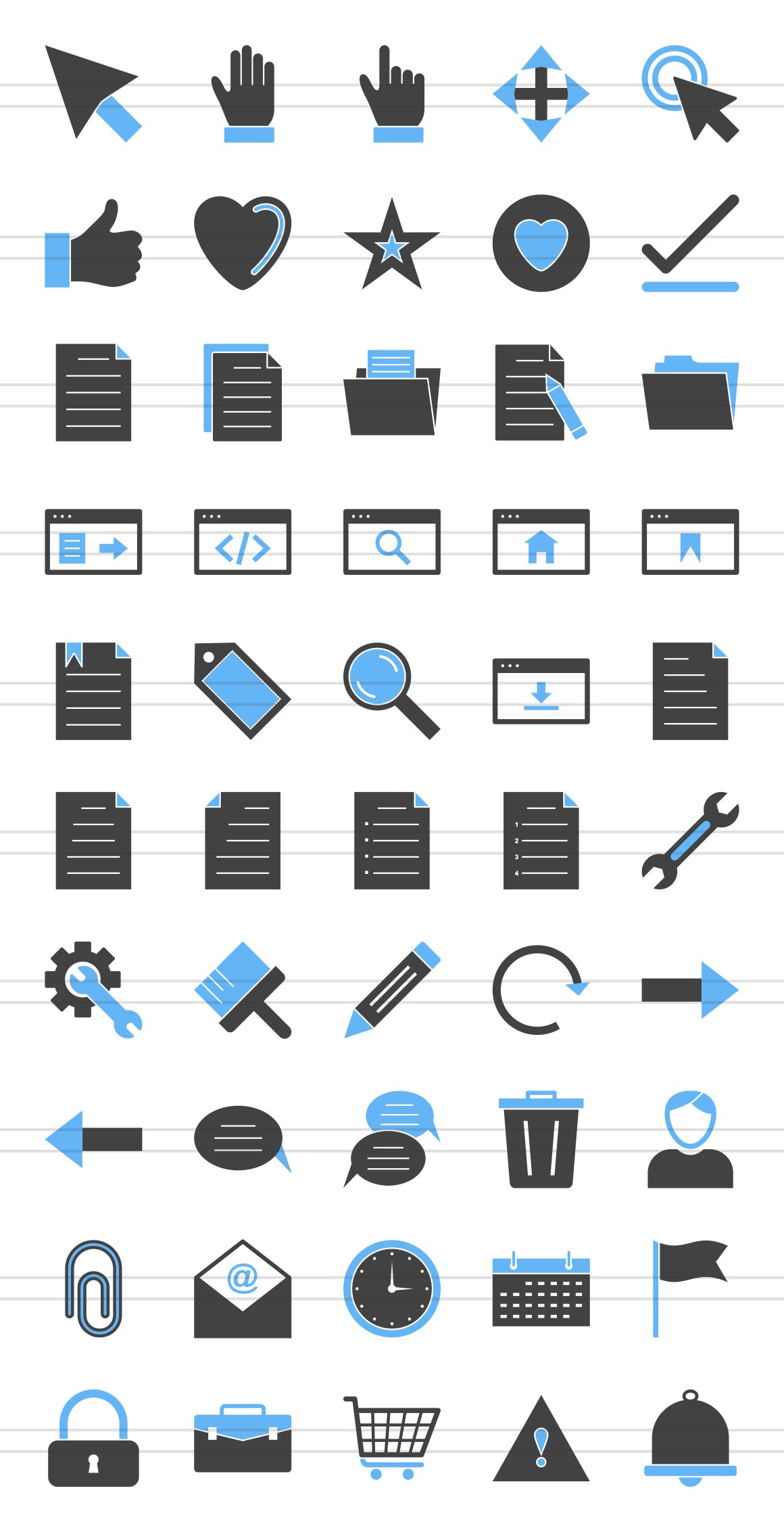 50 Interface Blue & Black Icons preview image.