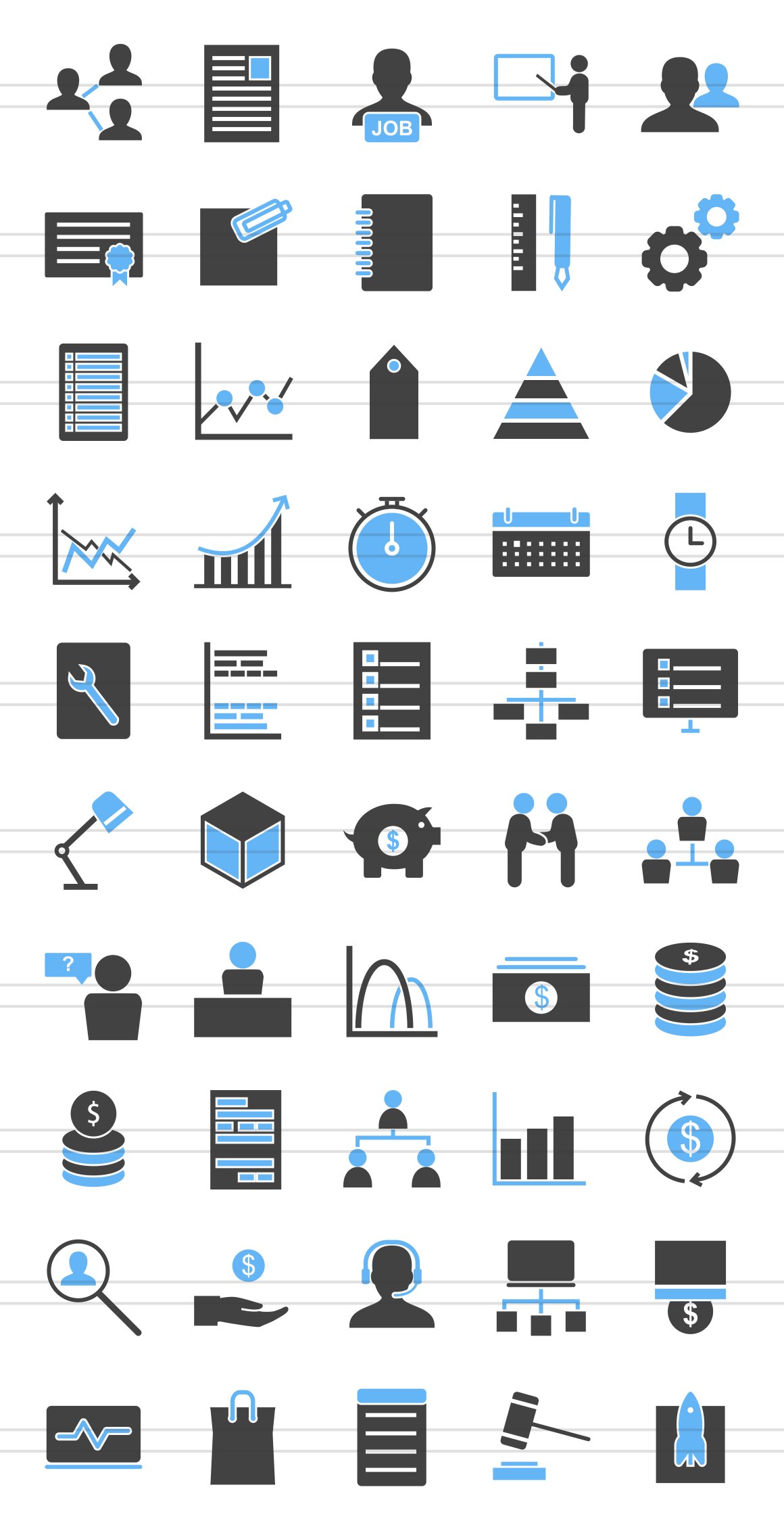 50 Business Blue & Black Icons preview image.
