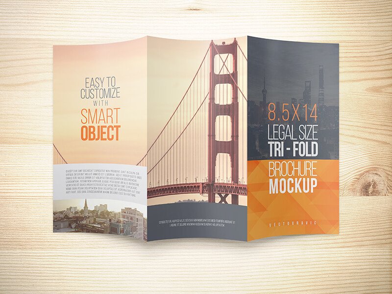 8.5x14 Legal Trifold Brochure Mockup preview image.