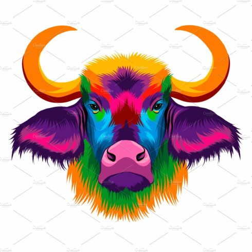 Bison, african buffalo head portrait cover image.