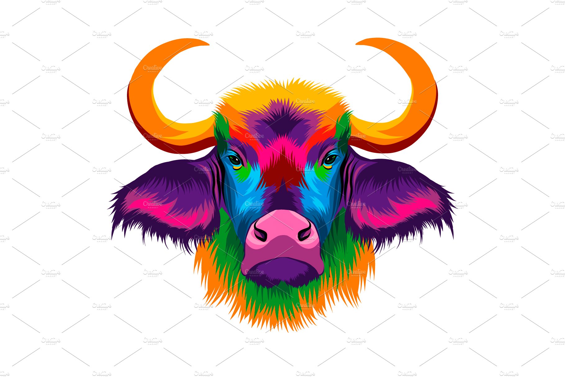 Bison, african buffalo head portrait cover image.
