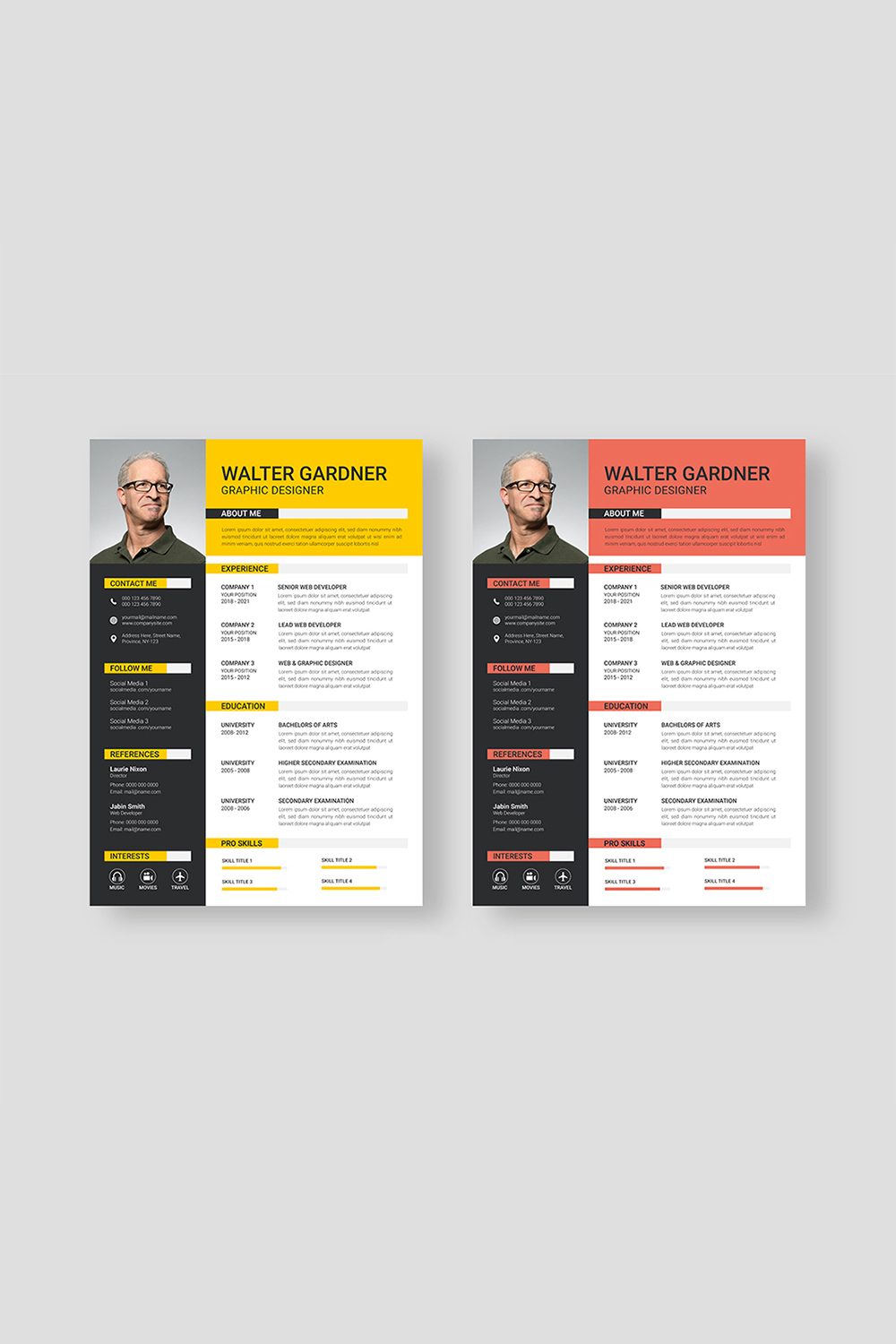 Personal Resume Template pinterest preview image.