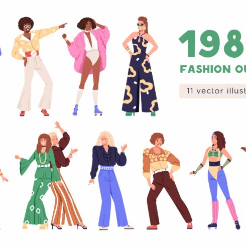 People in 80s fashion outfits set cover image.