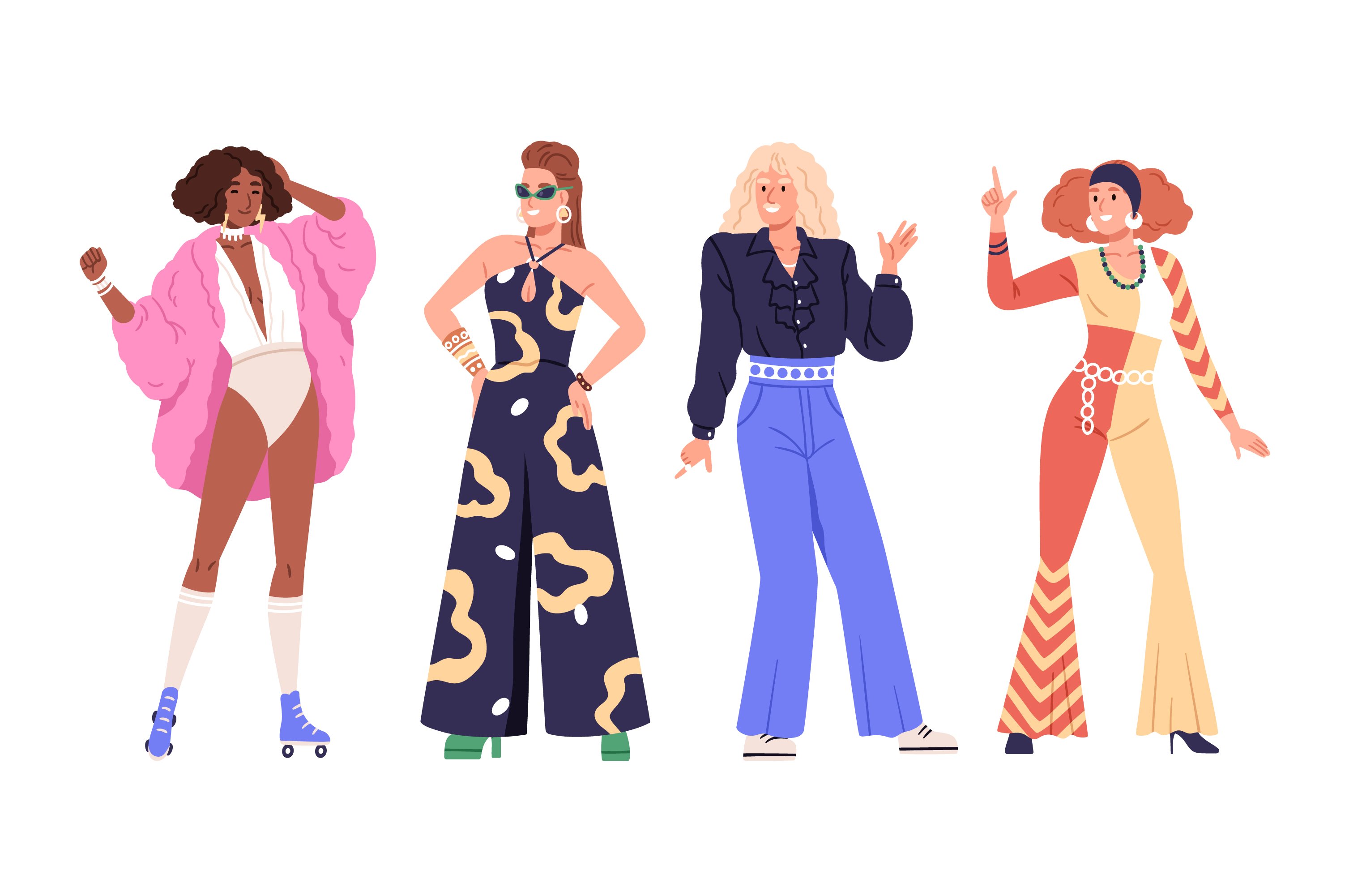 People in 80s fashion outfits set preview image.