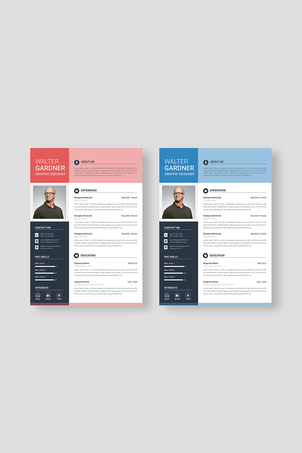 Personal Resume Template pinterest preview image.