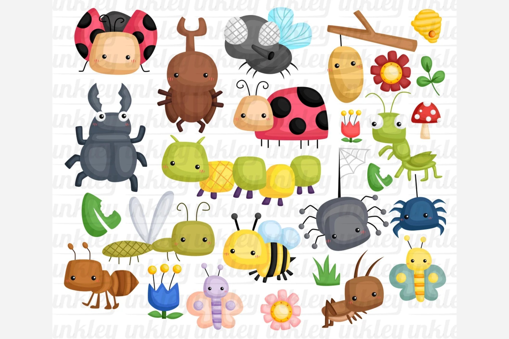 Cute Bugs Clipart - Bugs Types preview image.
