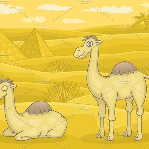 Camels in desert cover image.