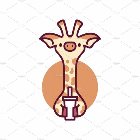 cute giraffe drink cartoon playful cover image.
