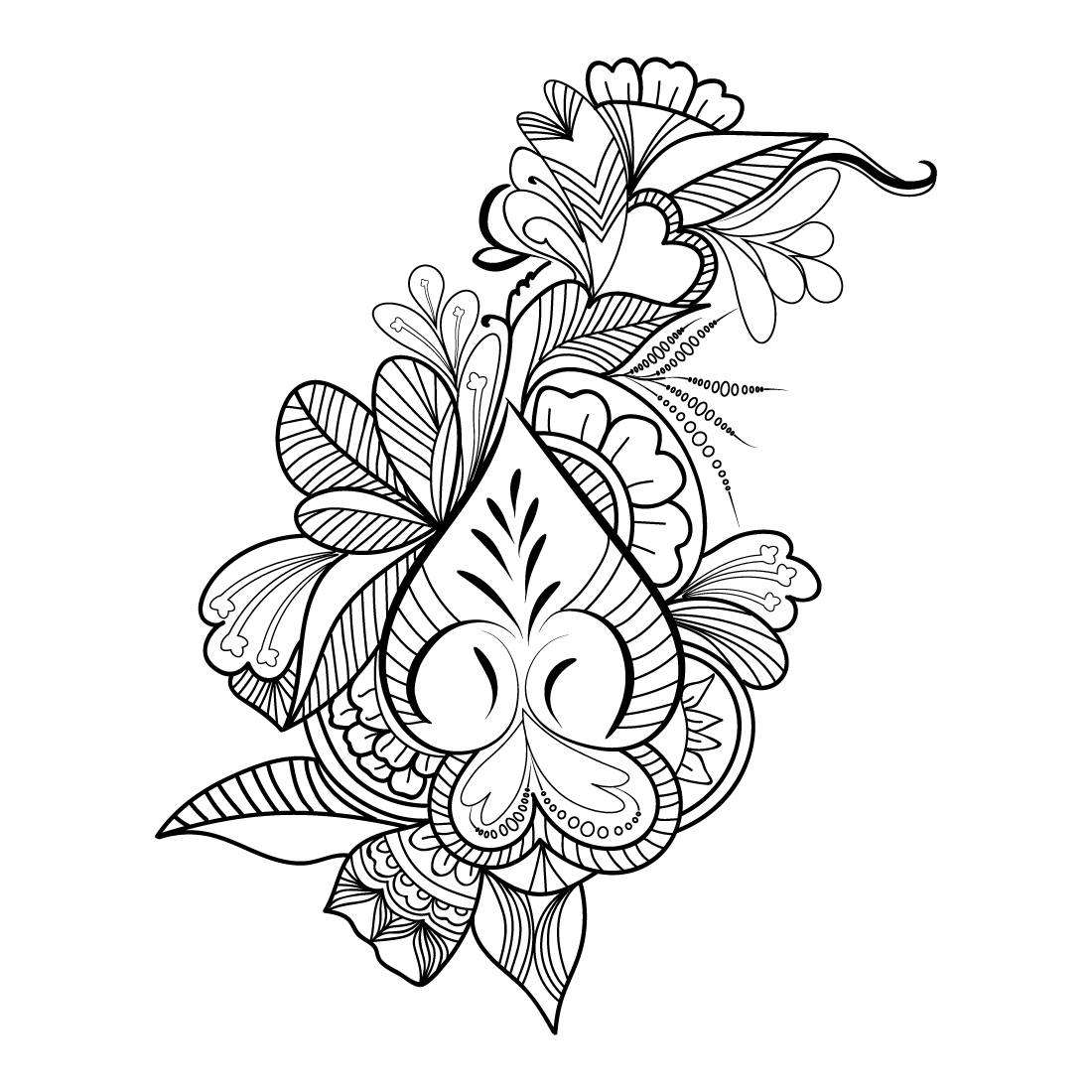 Set of a decorative stylized doodle flower isolated on white background Highly detailed vector illustration, doodling and zentangle style, preview image.