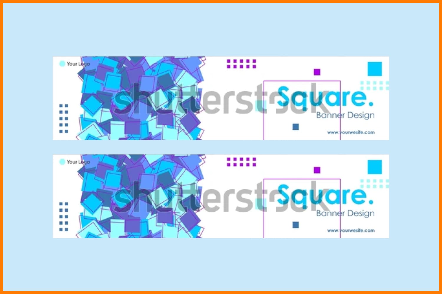 Linkedin banners with geometric abstraction and white background.