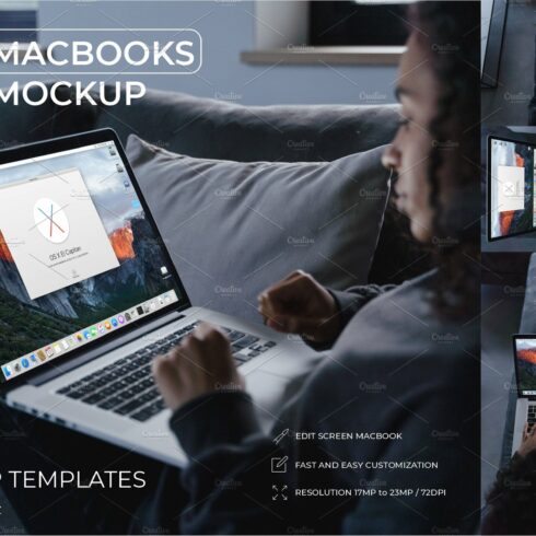 9 MacBooks/Laptops Mockup cover image.