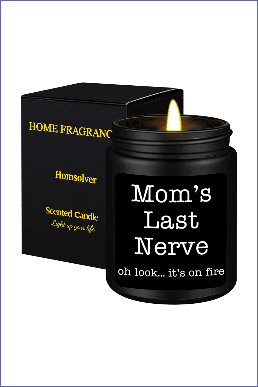 Photo of a black jar of candles with a white inscription and a black packaging box.