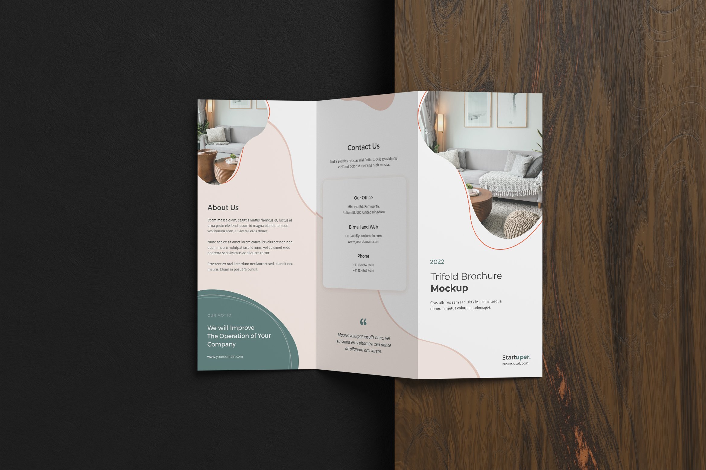 Trifold Brochure Mockup cover image.