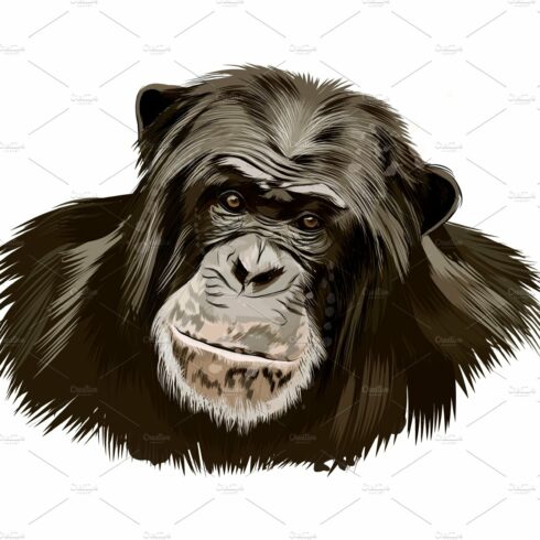 Monkey chimpanzee head portrait cover image.