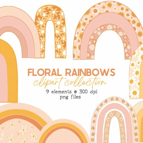 Retro Boho Rainbow Clipart cover image.