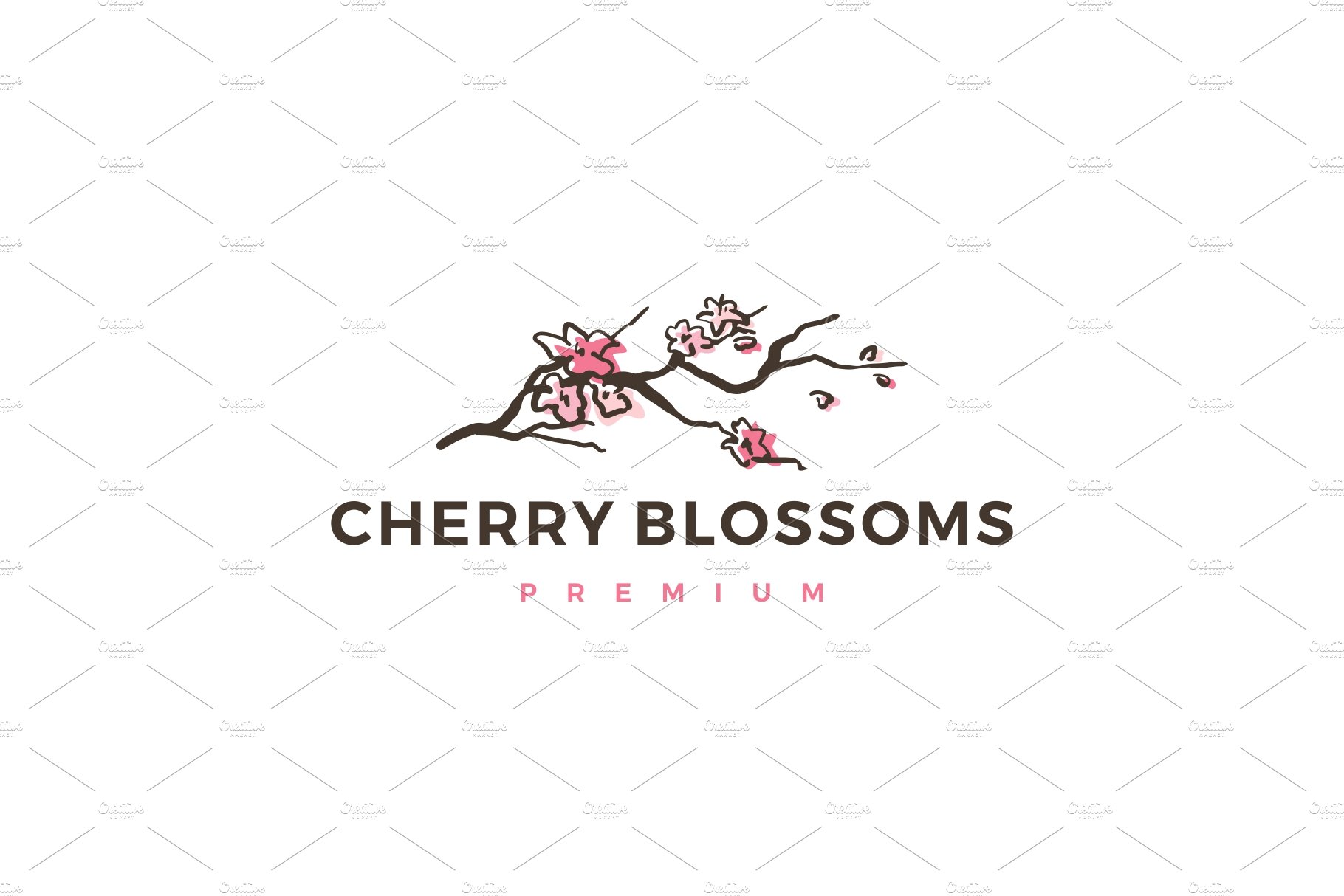 cherry blossom logo vector icon cover image.