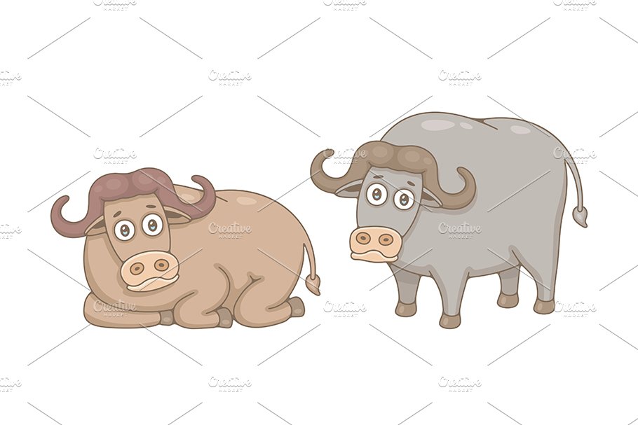 Set of Buffalos and Pattern preview image.
