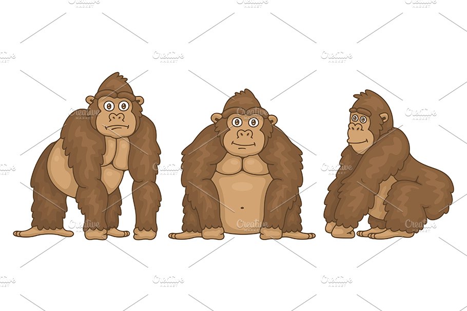 Set of Gorillas and Pattern preview image.