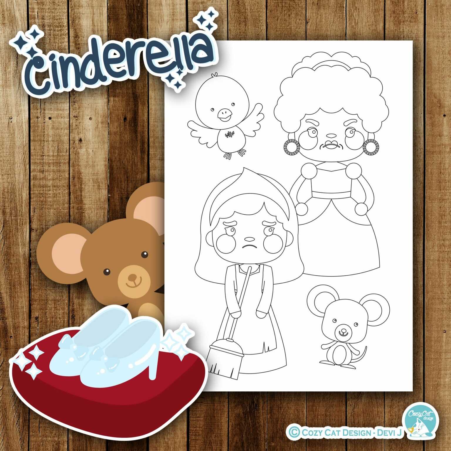 Cute Cinderella Coloring Pages MasterBundles