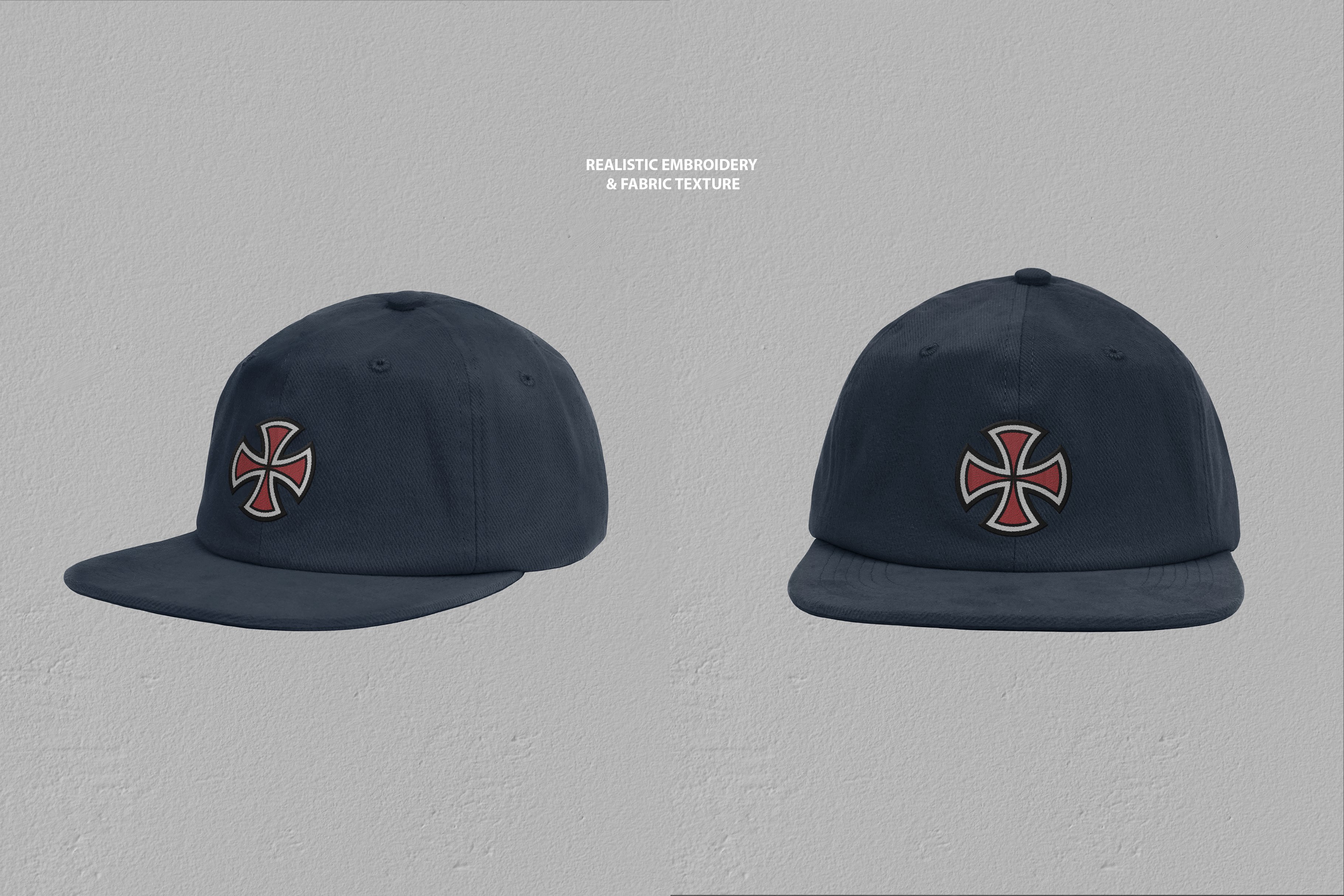 Realistic Snapback Hat Mockup preview image.