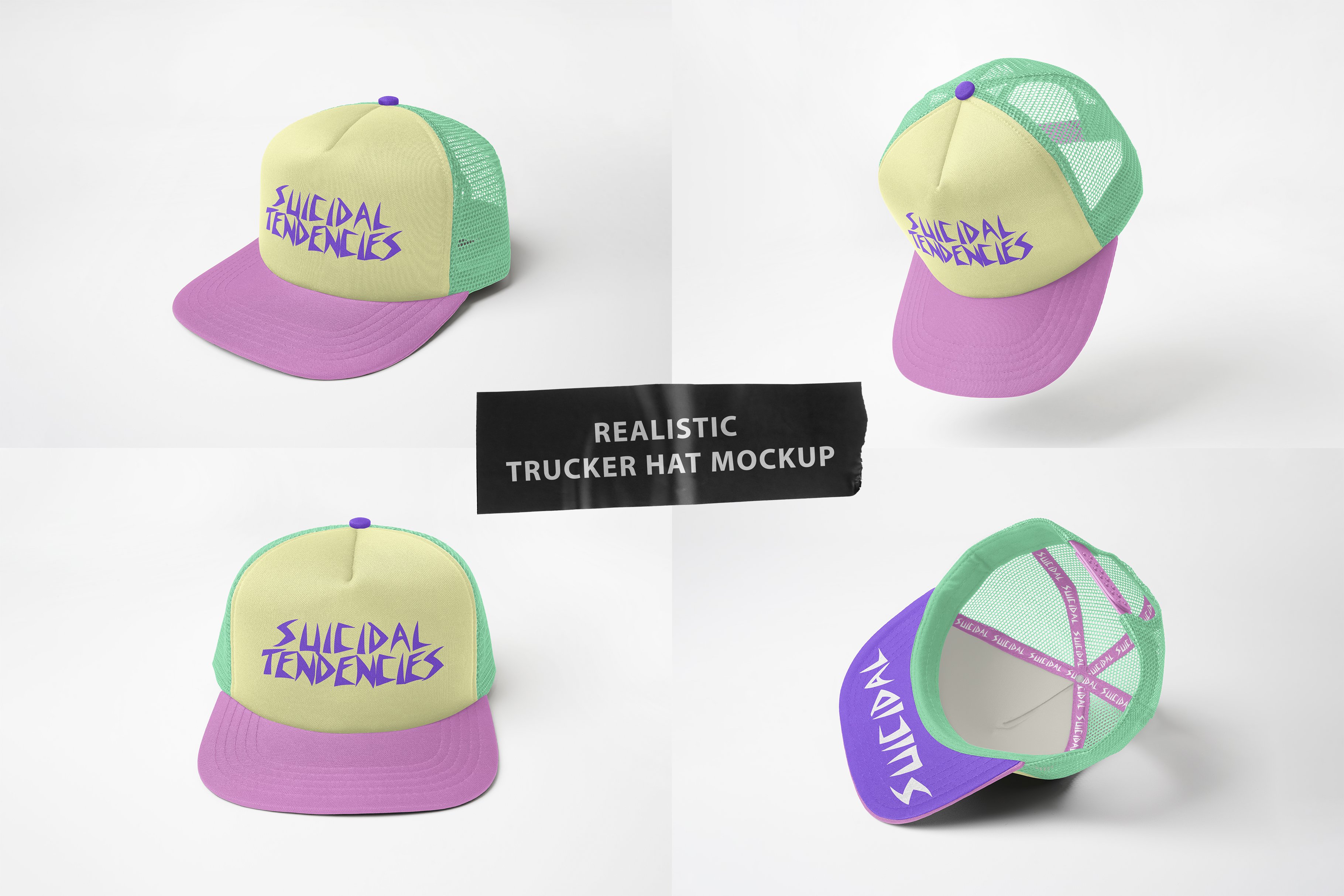 Realistic Trucker Hat Mockup cover image.