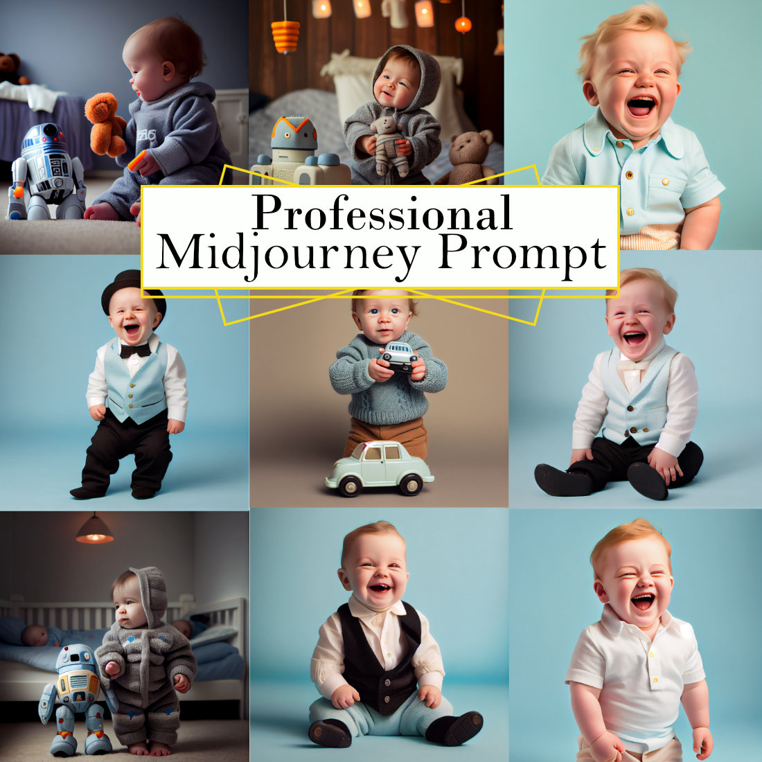 Cute Baby Boy Photographs Midjourney Prompt cover image.