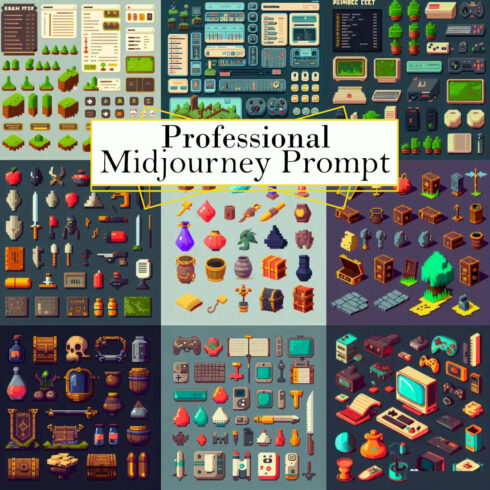 Pixel Game Assets Midjourney Prompt cover image.
