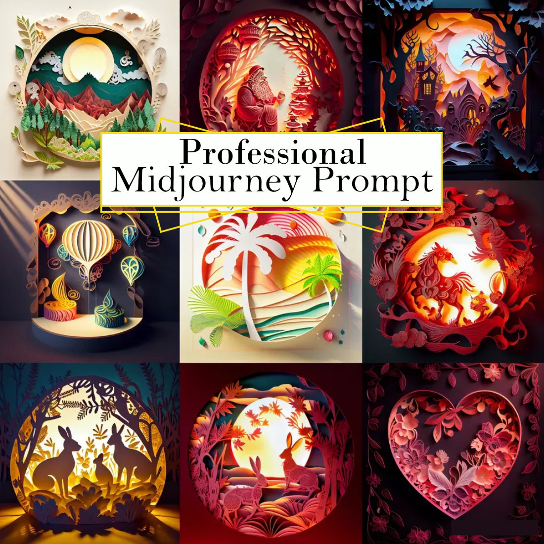 Papercut Art Seasonal Midjourney Prompt cover image.