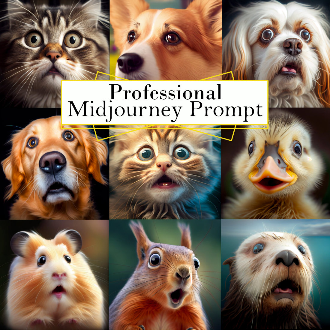 Animal Meme Faces Midjourney Prompt cover image.