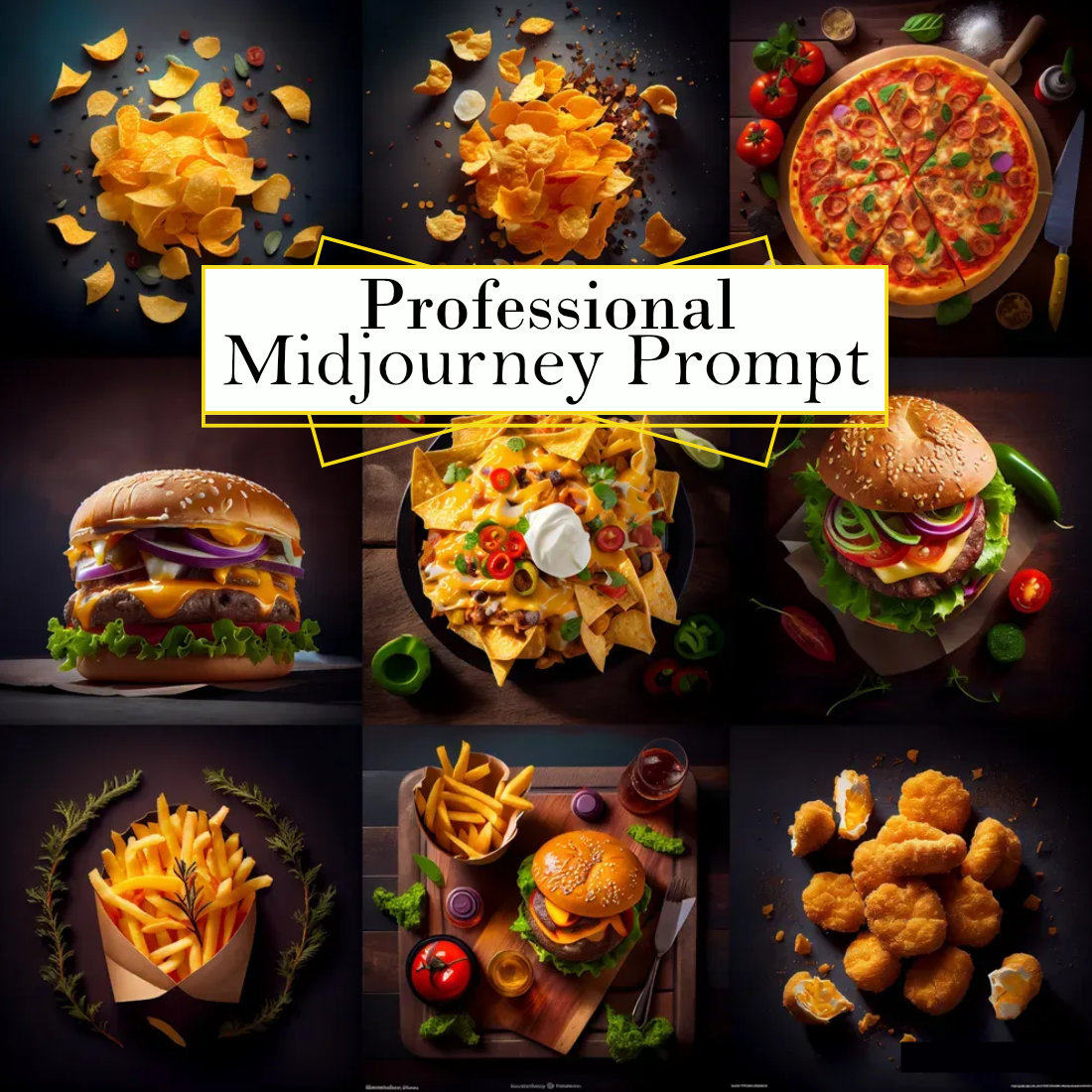 Realistic Fast Food Photographs Midjourney Prompt cover image.