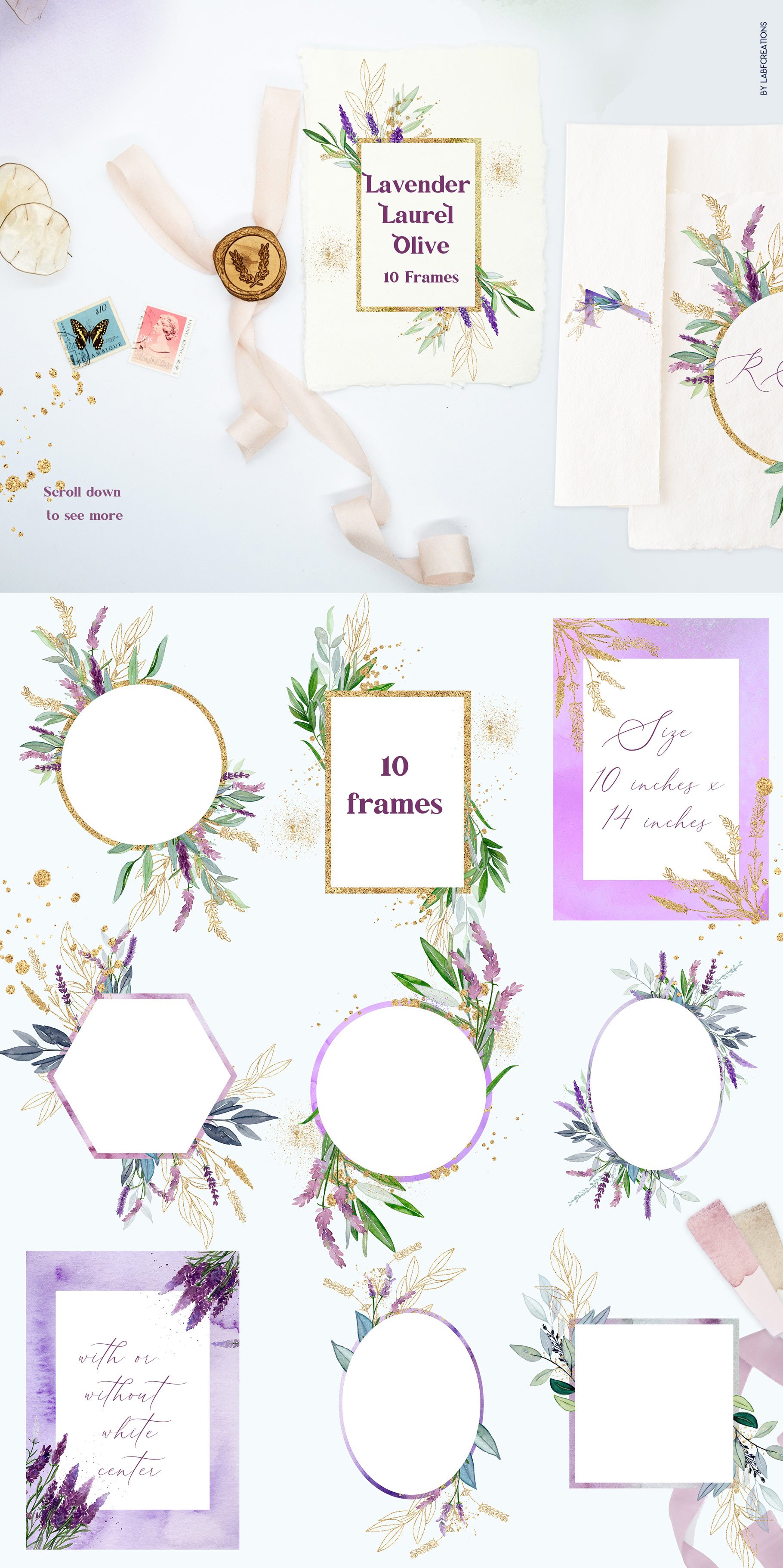 a lavender laurel olive presentation frames 14