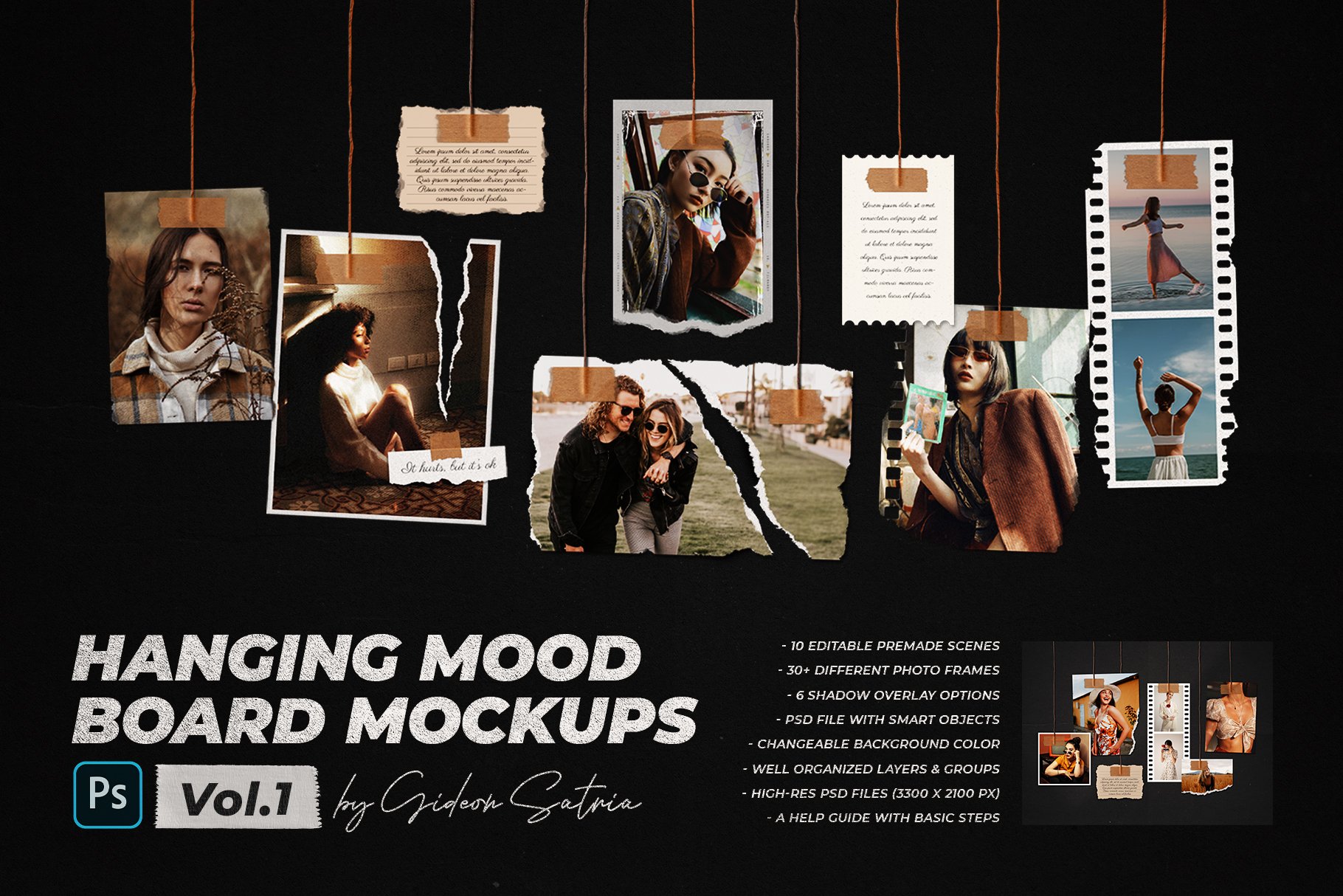 Hanging Mood Board Mockup Vol.1 cover image.