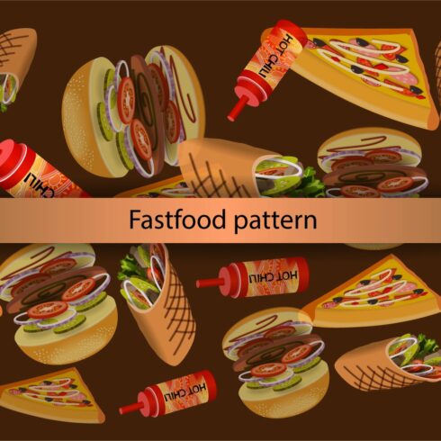 A pattern of a hamburger hot dog and cover image.